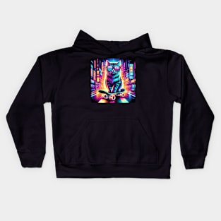 Cat On Skateboard Kids Hoodie